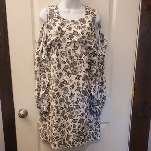 Kobi Halperin Black and White Paisley Long Sleeve Dress